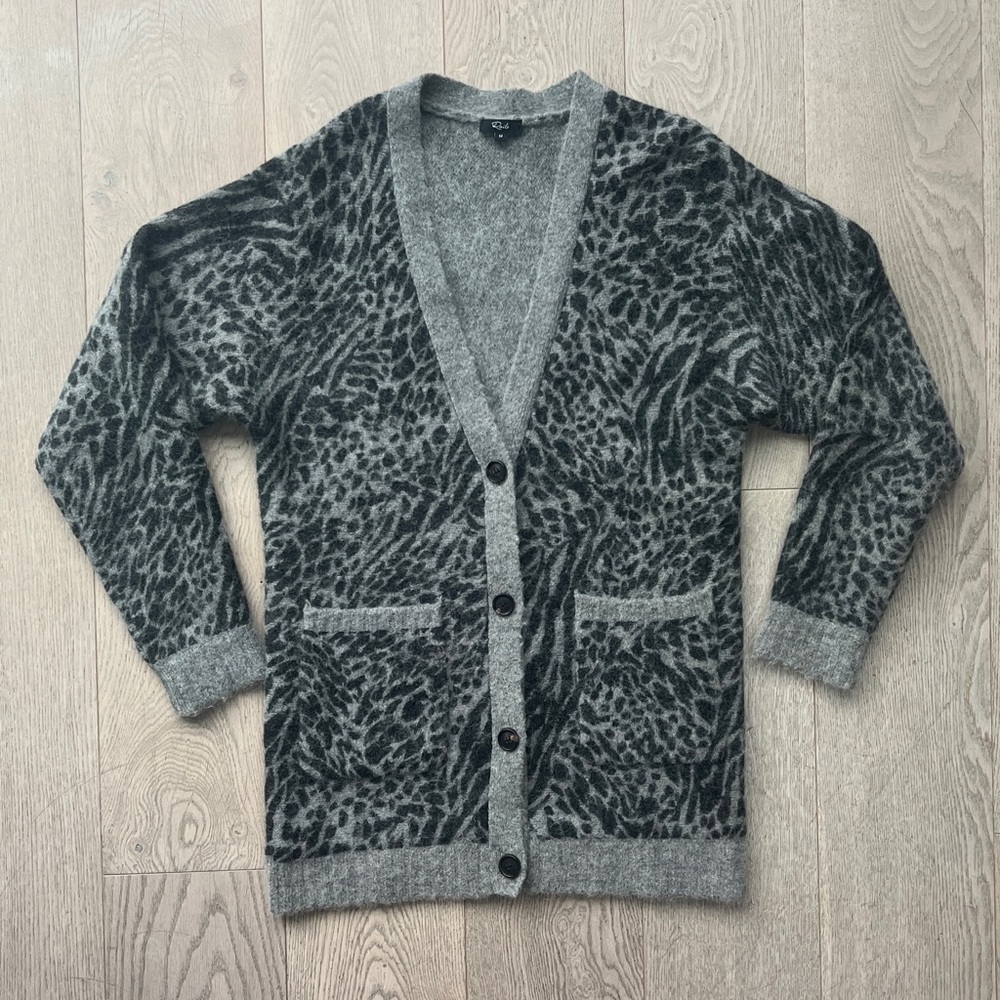 Rails OSLO Animal Print Alpaca Wool Blend Cardigan Sweater Women’s Size M